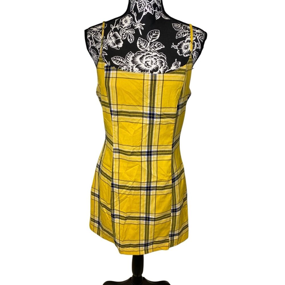 Forever 21 Yellow Plaid Clueless Style Mini Dress Y2K Schoolgirl Preppy School